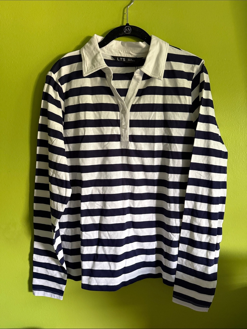NWT Long Tall Sally Dark Blue & White Striped Long Sleeve Top Shirt Size 12